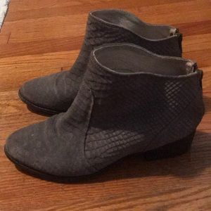 Grey snake skin booties